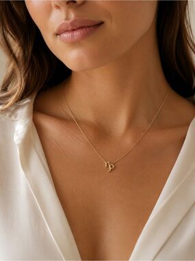 Capricorn Zodiac Gold Plated Pendant Necklace Approx. 18" Chain